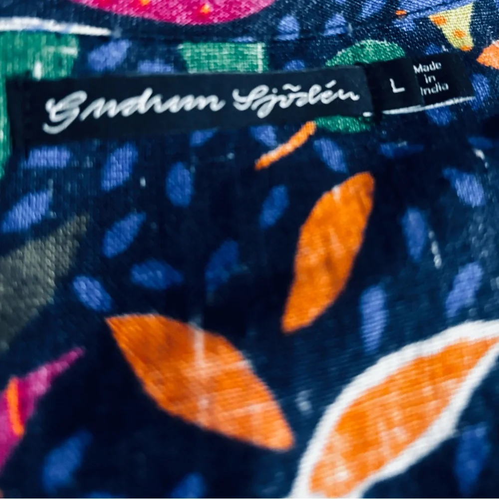 Gudrun Sjoden Large Linen Tropical Fruit dress - Swedish Designer MUMU like - Picture 5 of 6